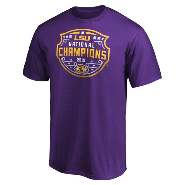 

ncaa lsu tigers fanatics branded college football playoff 2019 national champions schedule fumble t-shirt fans tees prined short sleeve, Black