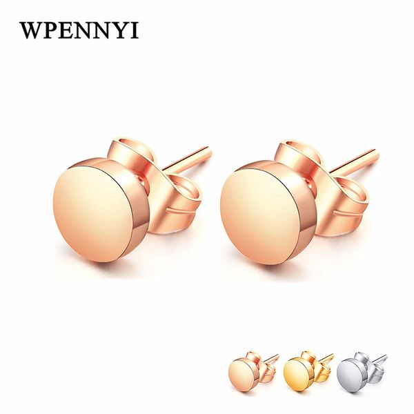 

simple style cute small round design woman stud earrings white / rose / gold three tone color accessory fashion jewelry gift, Golden;silver