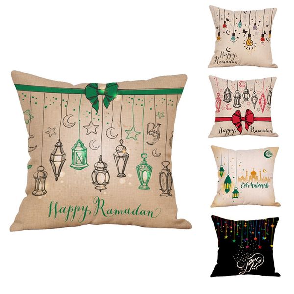 

easter culture prayer lamp cushion cover muslim eid mubarak moon star pillowcase muslim ramadan kaueem cushion cover home decor