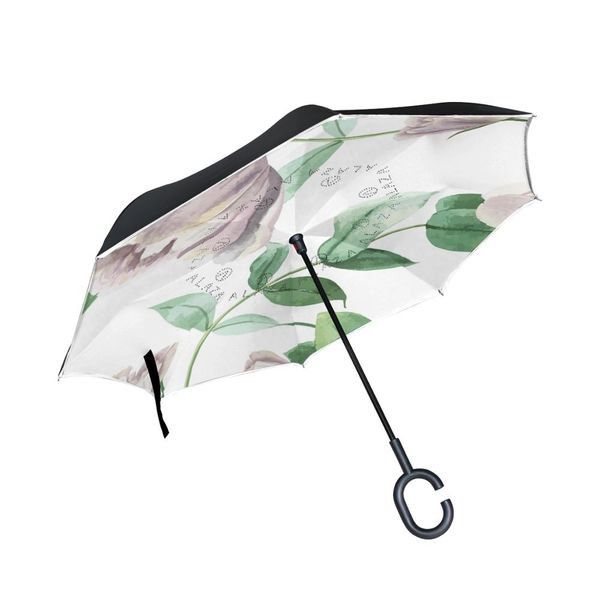 

susino white lotus reverse umbrella stick inverted umbrella waterproof double layer upside down uv protection rain umbrellas