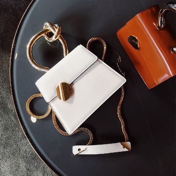 

trend metal knot handle women's handbags elegant solid chains crossbody bags for women simple pu leather clutch shoulder bag
