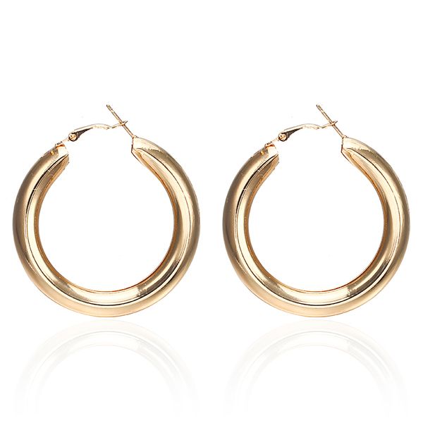 

2018 new fashion women's popular hoop earrings golden silver color simple round statement earrings whlesale jewelry a26