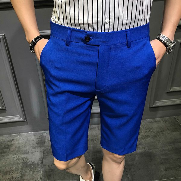 

short suit pants mens dress pants red fifth slim fit royal blue pantalon slim homme 2019 summer shorts calca social casual, White;black