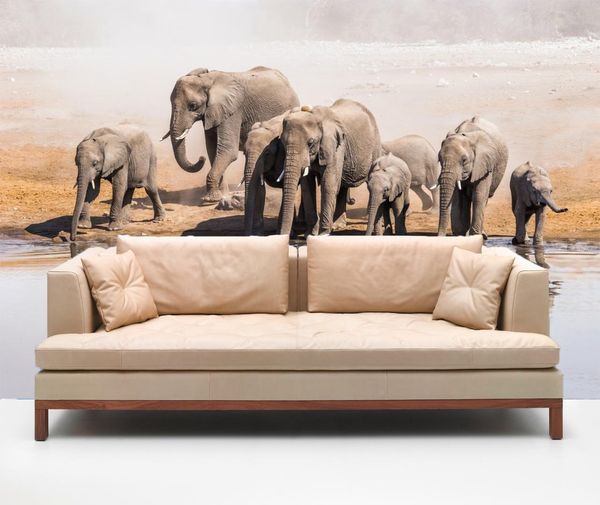 

self-adhesive] 3d elephant by the water 36774 wall paper mural wall print decal murals