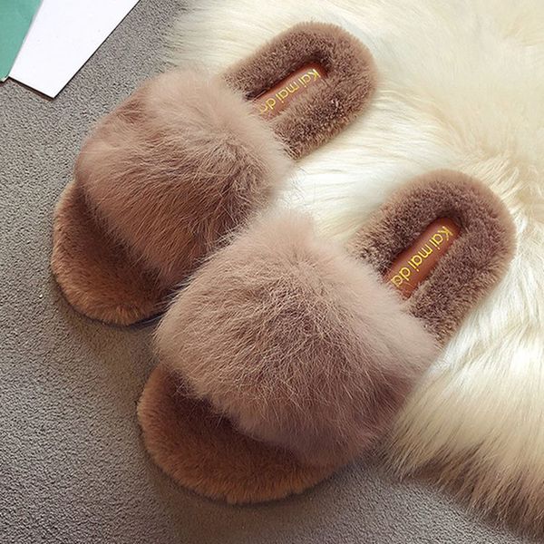 

winter women slipper ladies cross fluffy mules soft indoor slides furry warm slip on flip flops plush shoes zapatos de mujer, Black