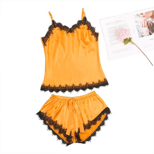 

strap shorts solid home wear nightwear gift nightgown women pajama set two-piece suit charming fashion lace v neck summer, Red;black