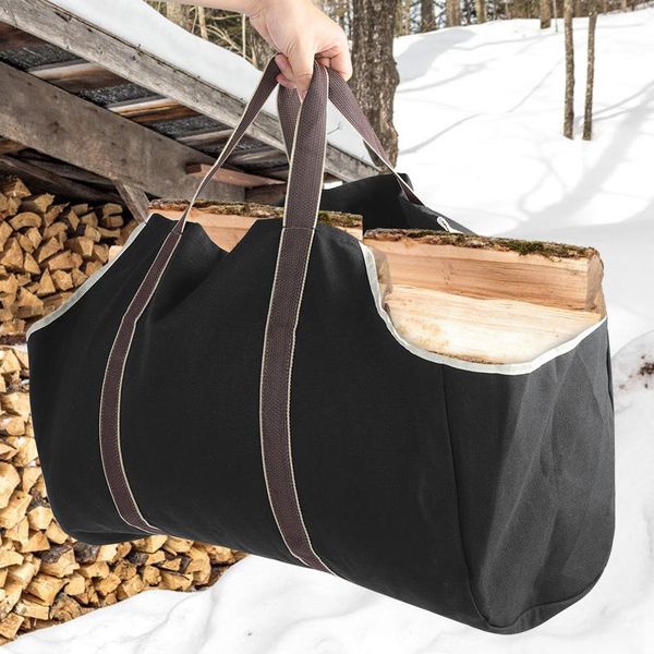 

outdoor tote camping carry bag canvas firewood carrier log storage bag package handles firewood home kitchen supplies