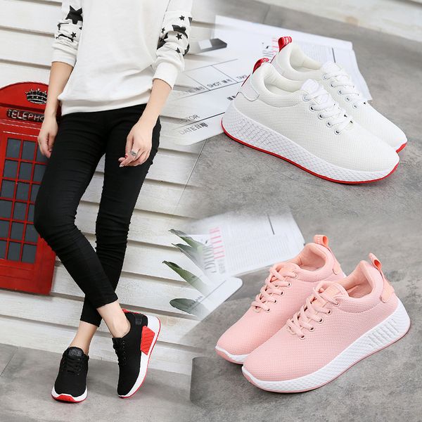 

2018 korean-style women shoes sporty casual shoes woven breathable rubber sneakers women's running, Black