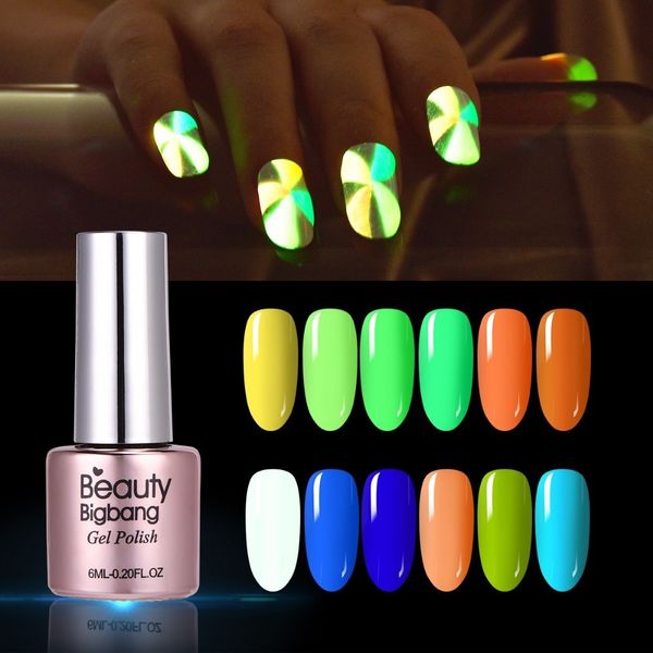 

beautybigbang noctilucent vernis ongle glow in dark polish fluorescent neon nail polish green color nail art poly gel