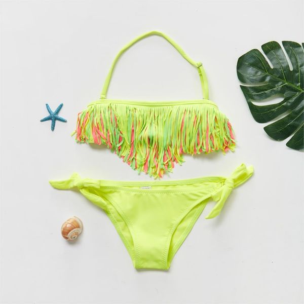 

2019 girl swimsuit two pieces children's swimwear tassel children swimsuit bikini sets bathing suit biquini infantil cz938