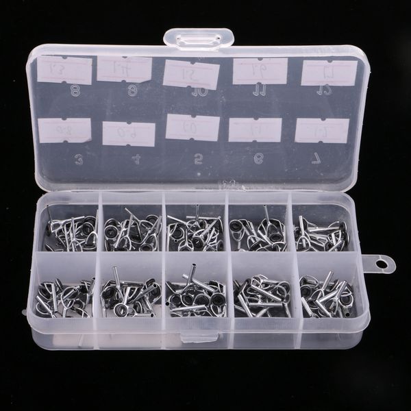 

100pcs stainless steel fishing rod guides ring rod repair kit diy tips rings