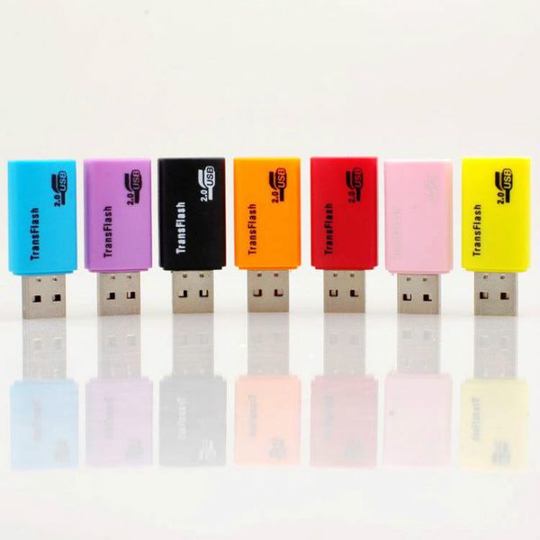 500 adet / grup Çöp Köpek USB 2.0 Bellek TF Mikro SD Kart Okuyucu PC için