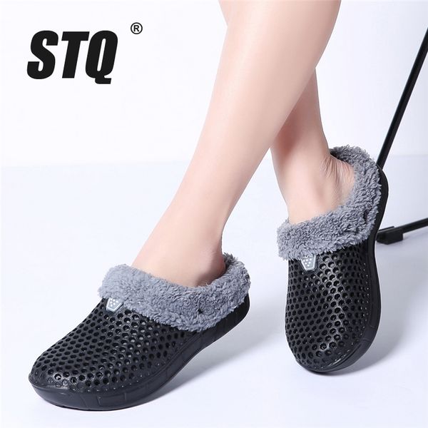 

stq winter women house slippers jelly home fur slippers indoor warm cotton ladies slipper bedroom house shoes 161-8, Black