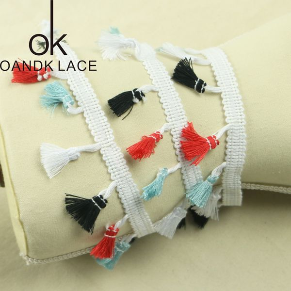 

2 yard/lot diy manual accessories lace tassel fringe macrame ribbon colour national lace trim bag decorated 4.5cm wide, Pink;blue
