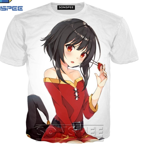 

новые 3d printing t shirt мужчины женщины моды tshirt konosuba harajuku тройники смешные аниме рубашки homme tshirt k1371, White;black