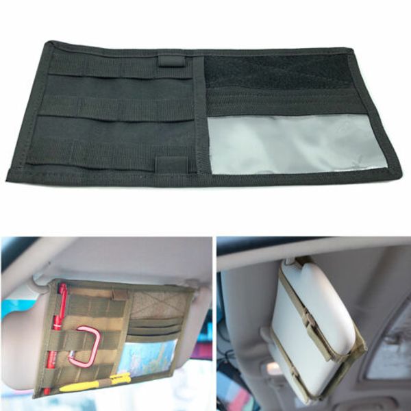 

Car Storage Bag Sun Visor Organizer Pouch Bag Card Storage CD Card Holder Multi Pocket Black