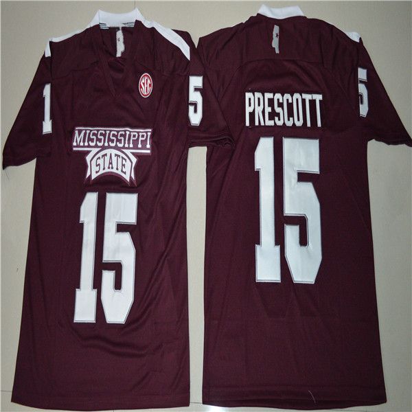 

factory outlet-mens 15 prescott stitched mississippi state bulldogs ncaa college football jerseys,accept mix order, Black;red