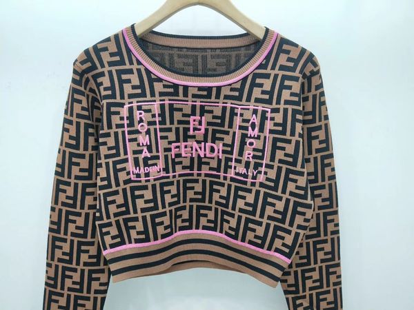 

fashion-milan runway sweater 2019 long sleeves o neck women's sweaters high end f letter jacquard pullovers women designer sweater 0529, White;black