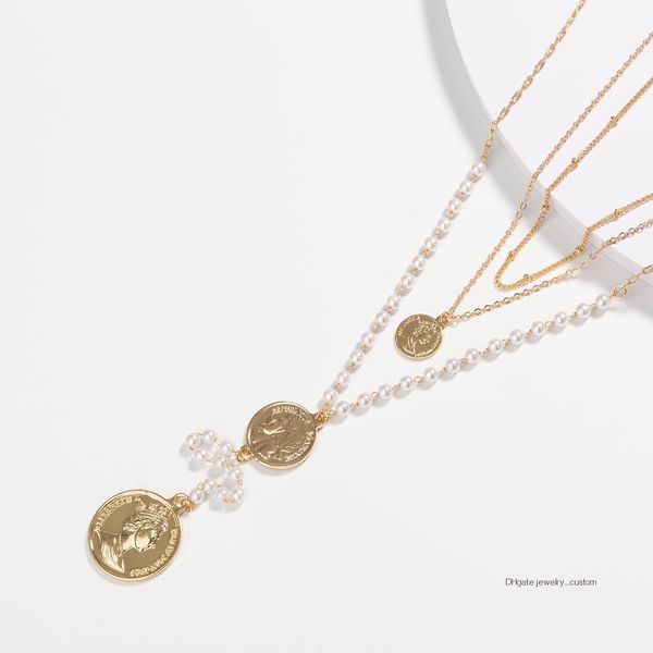 

подвеска ma'am elizabeth coin pendeloque cut цепочка ключицы ручная жемчужная цепочка, Silver