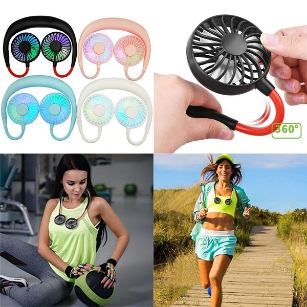 

складной мини-вентилятор с шейным ободом usb охлаждающий светодиодный шейный вентилятор для кемпинга спортивный туризм лучший подарок для др