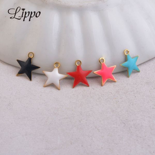 

30pcs star brass charm dripping oil charm for bracelet necklace pendant jewelry accessories findings mx-8, Bronze;silver