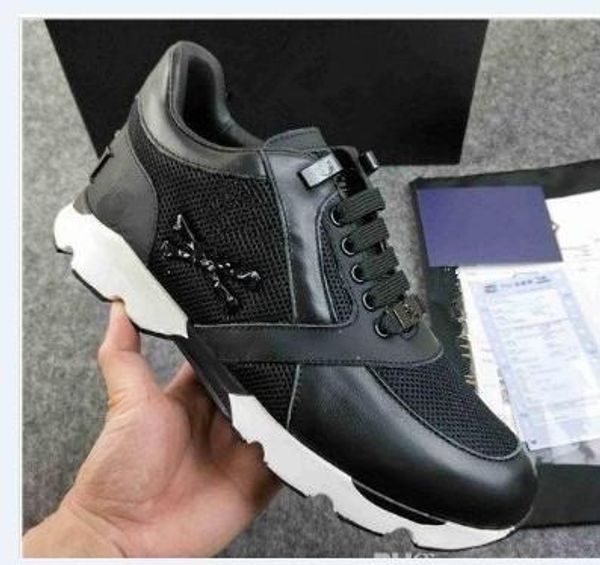 

2019 arrive white sneaker-platform mens shoes 201783 stars luxury layer leather of rivet skulls casual men shoes eur38-45, Black