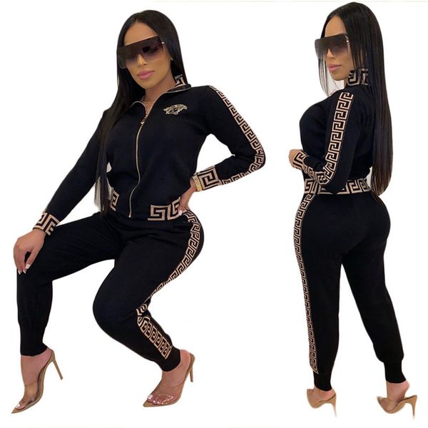 

women brand 2 piece set tracksuit cardigan pants sweatsuit running fall winter clothing jacket coat outfits outerwear hoodies bodysuits 1941