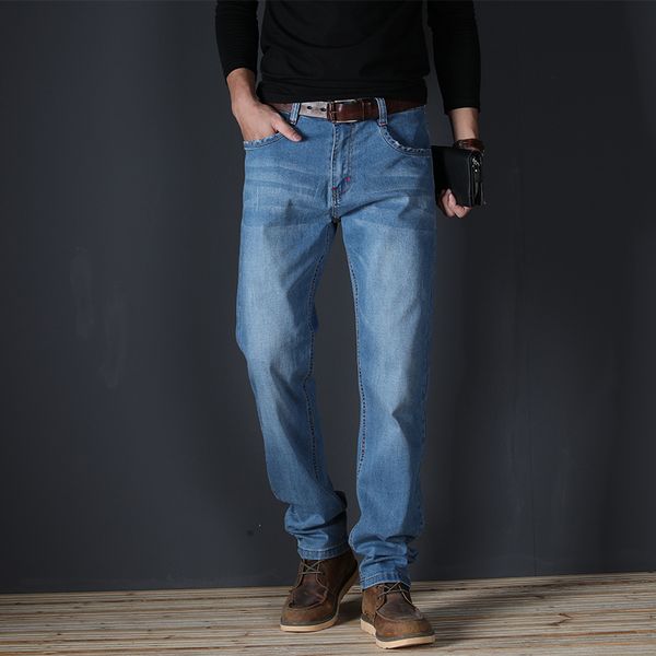 

40 42 44 46 48 oversized size cotton stretch jeans 2020 spring brand clothing men's fashion denim trousers big size, Blue