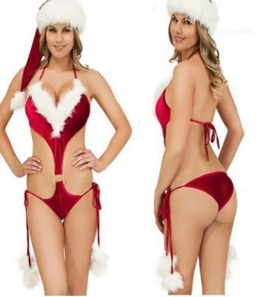 

female underwears christmas red one piece briefs pajamas women set, Black;white