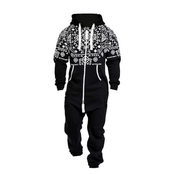 

men's tracksuits one-piece men garment pajama playsuit zipper hoodie male onesie camouflage print tracksuit jumpsuit streetwear overall, Gray