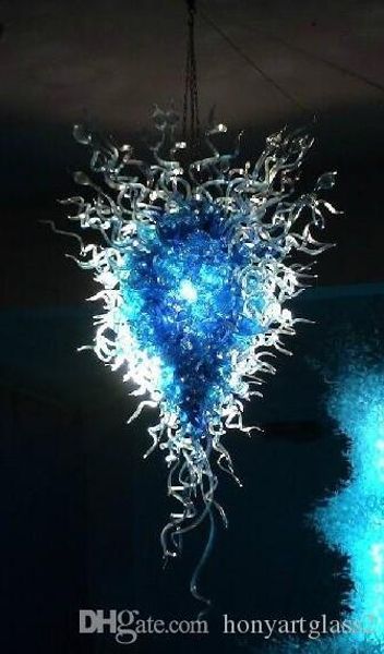 

100% mouth сгорел боросиликатное светодиодный источник света и современного стиля crystal blue стиль рука выдувное стекло большие люстры осв