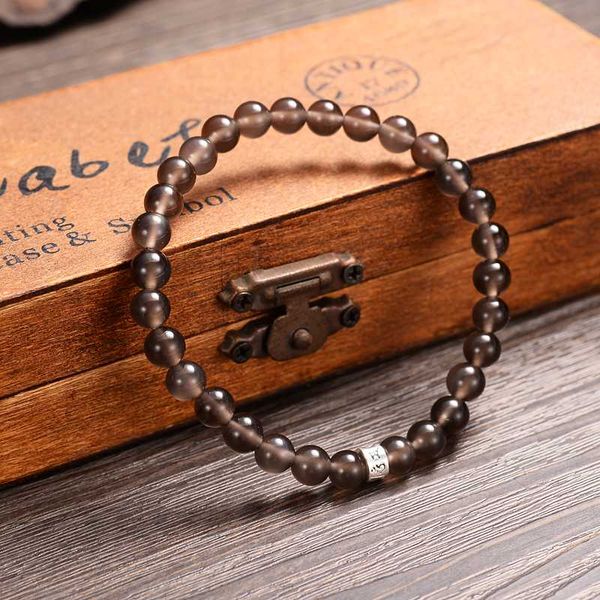 

wholesale obsidian beaded bracelets with six true word mantra sign charm buddhist prayer mala jewelry, Black