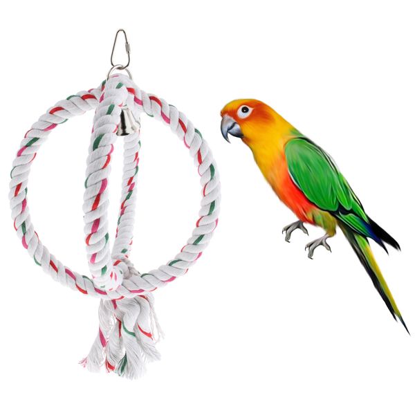 

parrot cockatiel cage chew climb toy ring cotton rope swing bird toy
