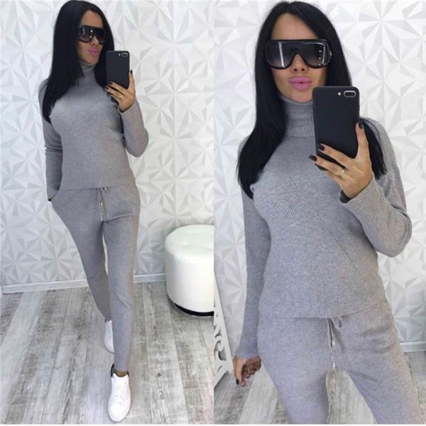 

womens designer brand 2 pieces set fashion turtle neck casual outfit luxury spring new arrive sweatshirt 2019 sell, White