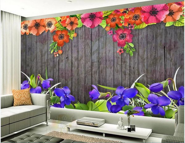 

3d wallpaper custom p mural nordic minimalist small fresh watercolor flower wood board retro background home decor wall art pictures