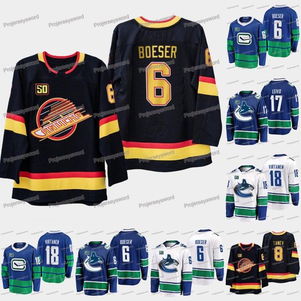 

Vancouver Canucks 50th Anniversary 6 Brock Boeser 8 Christopher Tanev 15 Ryan Spooner 17 Josh Leivo 18 Jake Virtanen Custom Hockey Jerseys