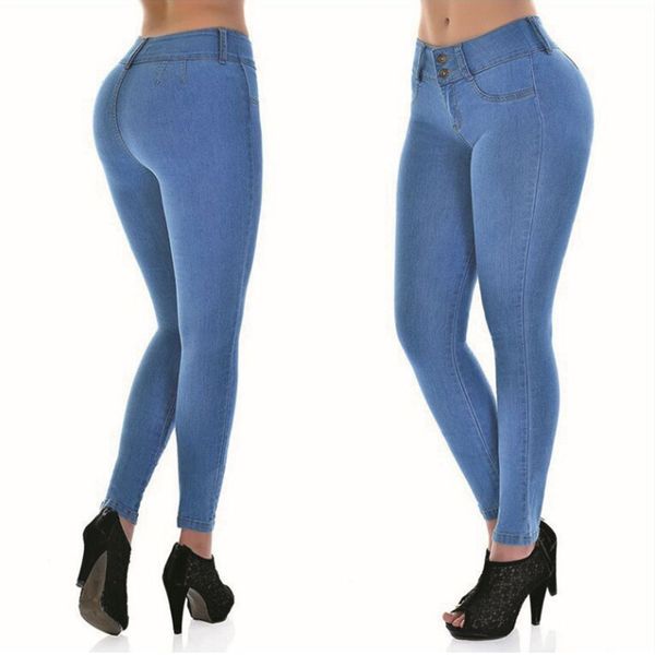 

liberjog woman jeans woman lift hip push up denim skinny pencil jeans, Blue