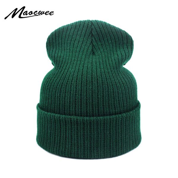 

new fashion winter hat women man green hat skullies beanie warm hats knitted cap for men beanies simple warm soft cap