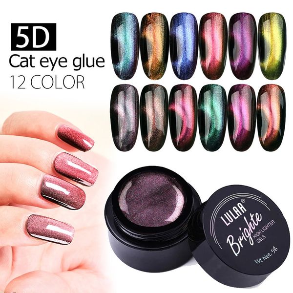 

5d nail gel shiny cat eye gel nail art uv led magic sky art uv lacquer starry sky jade effect varnish black base needed, Red;pink
