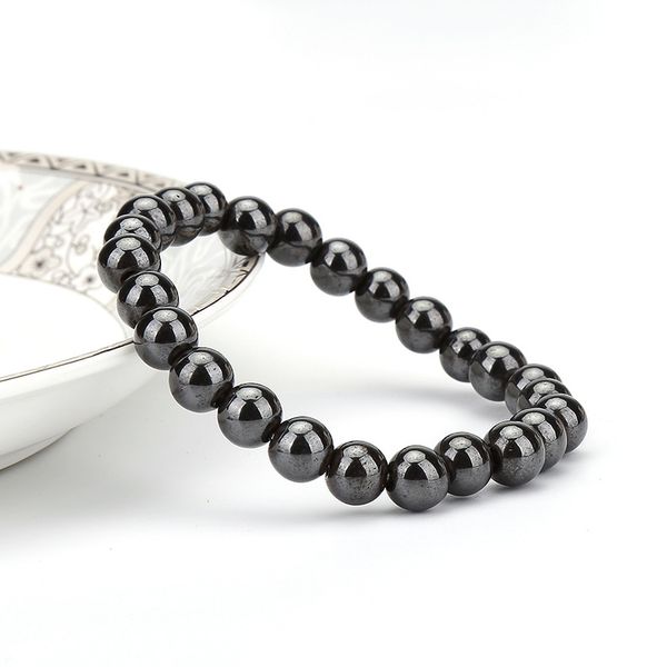 

manufacturers direct selling wholesale black magnet therapy healthy 6 li round beads have magnet non-magnetic bracelets, Silver