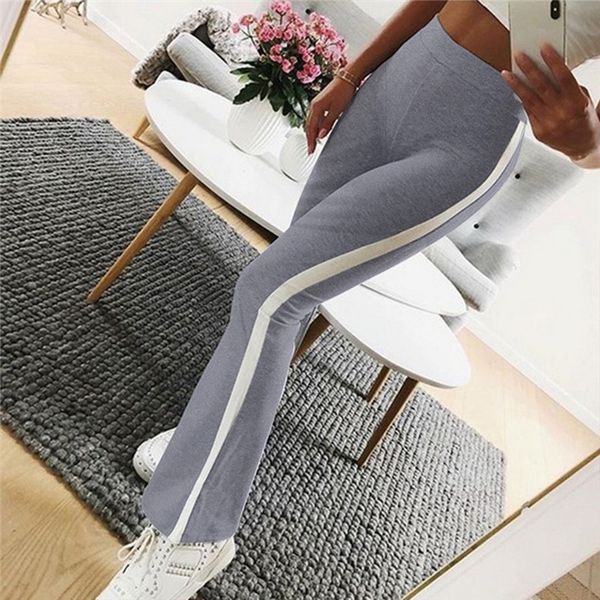 

nibesser wide leg pant fashion women striped solid capris high waist elastic pant street wear female trousers loose sweatpants, Black;white