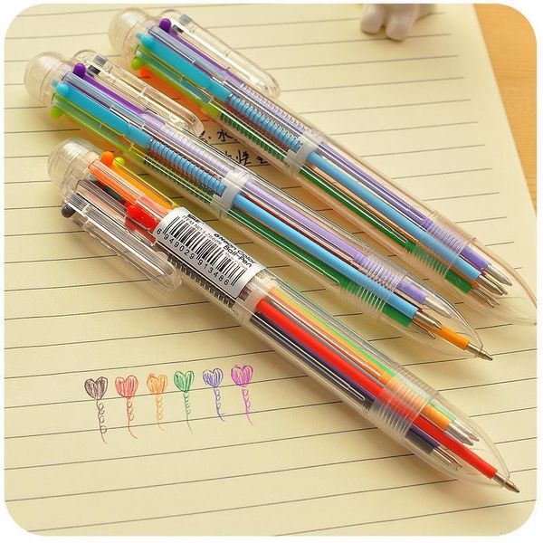 

6colors colorful ballpoint pen stylo pennen boligrafos kugelschreiber canetas penna kalem pens for writing caneta lapiceras 3634, Blue;orange