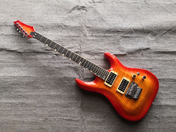 

factory custom cherry sunburst electric guitar with flame maple veneer,chrome hardware,rosewood fretbooard,can be customized