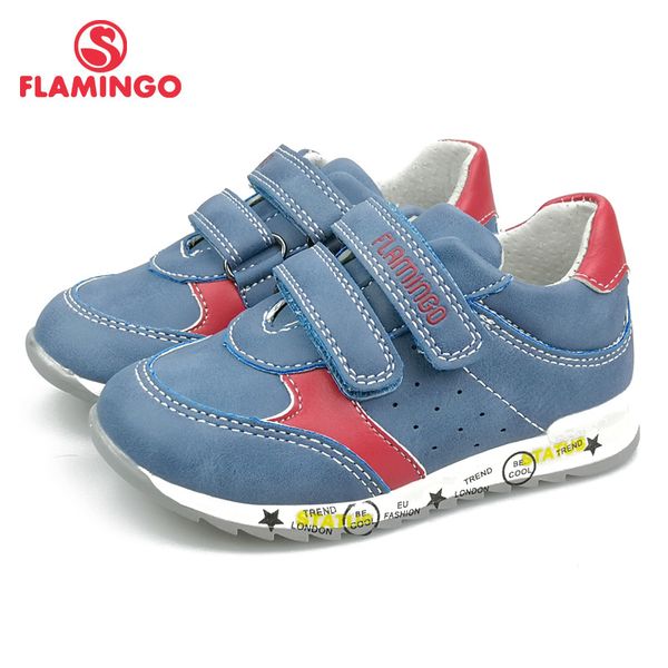

flamingo fashion breathable hook&loop spring ortc outdoor casual kids shoe for boy size 22-27 91p-sw-1287/1288, Black;red