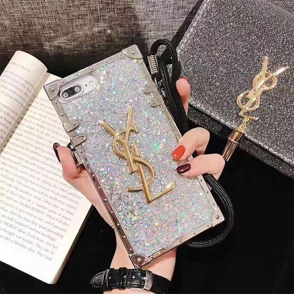

One Piece for IPhone Luxury Brand Diamond Glitter Bling Designer Phone Cases for X 6s 7 8 Plus XR XS MAX Cover with Long Lanyard for Gifts