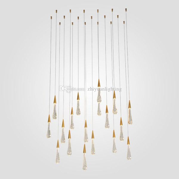 

luxury gold water drop crystal led pendant light european-style crystal chandelier lighting for living room restaurant decoration