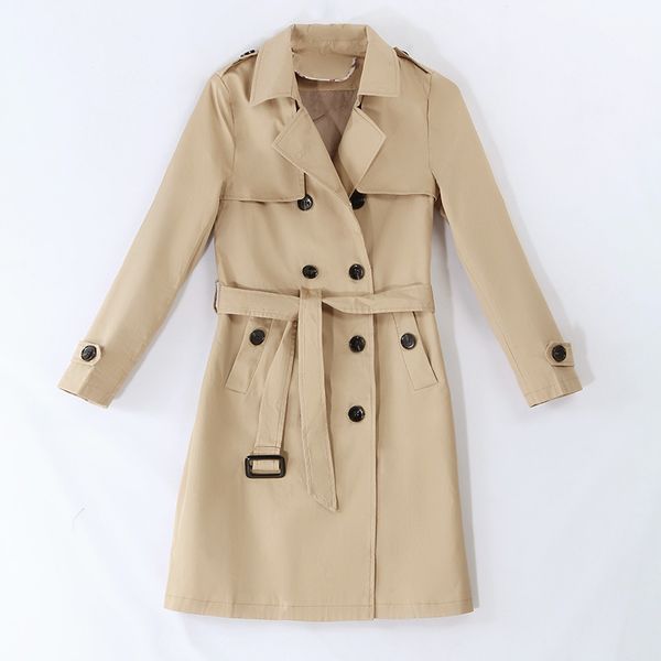 

harajuku slim double-breasted trench coat medium length 2019 new korean version large size spring autumn coat female z27, Tan;black