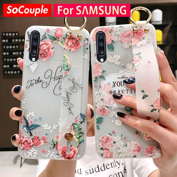 

socouple soft tpu case for samsung galaxy note 8 9 10 s10 s9 s8 s20 plus ultra a50 a10 a70 a30 a20 wrist strap phone holder case