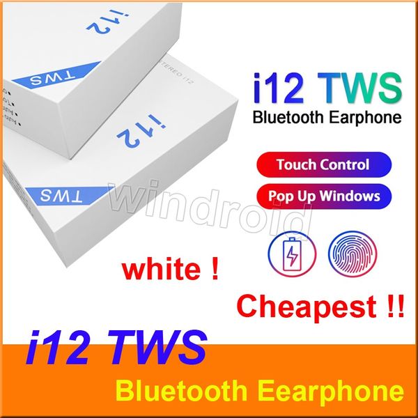 

i12 tws v5.0 touch with pop up window true headphones wireless stereo earbuds touch control wireless earphone i12 tws earbuds for phone