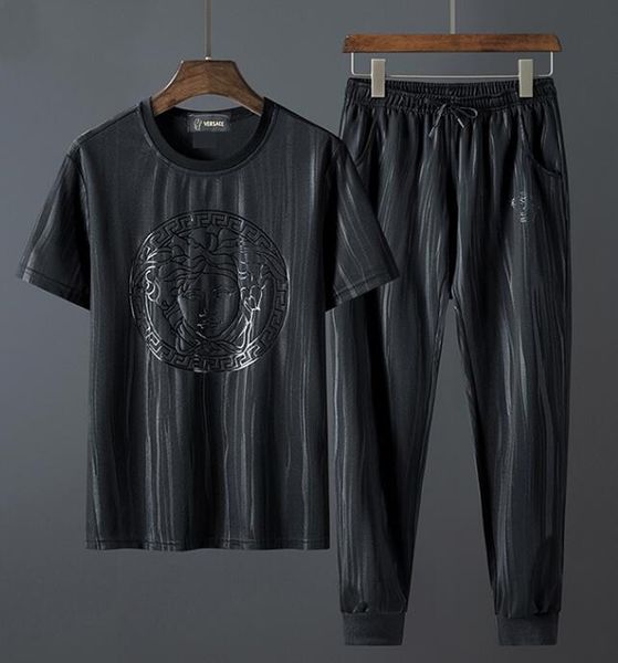 

2020 y-3 men's fashion designers t-shirt high end printing loose men's casual sports pants suit men 0 versace, Gray